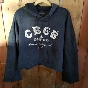 Lucky Brand CBGB cropped hoodie sweatshirt punk street wear NWOT